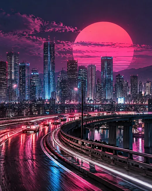 Tokio en 1986, luces de neón de noche