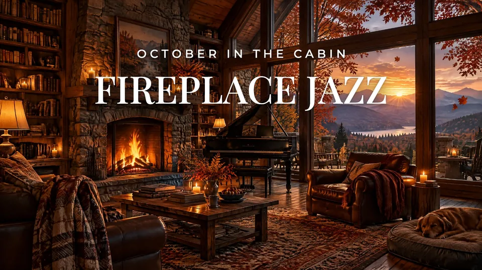 October Fireplace Jazz 🔥 Cozy Cabin Piano for Relaxing & Reading
